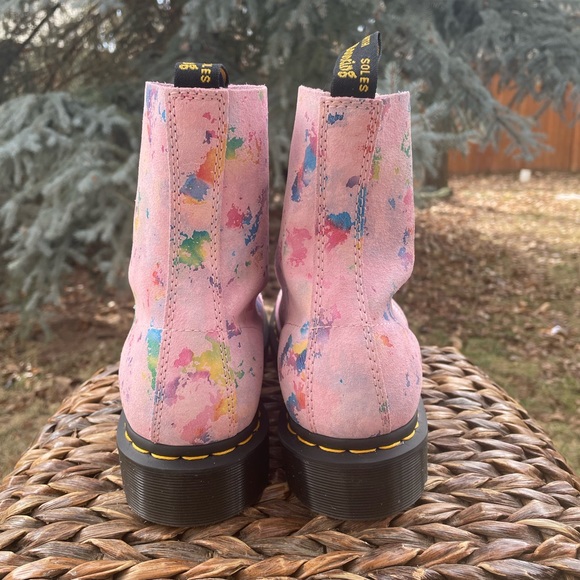 NEW Dr. Martens 1460 Pascal Suede Leather Lace Up Pink Confetti Boots - Picture 6 of 9